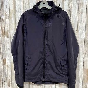 Lululemon Windbreaker Jacket Full Zip Stow Away Hoodie Blue Men's Medium Read!